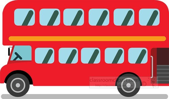 red double decker bus used to transport passengers clipart