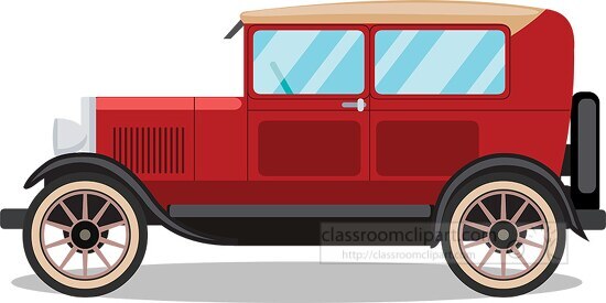 red early vintage car clipart