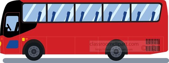 red empty pasenger bus used to transport tourists clipart