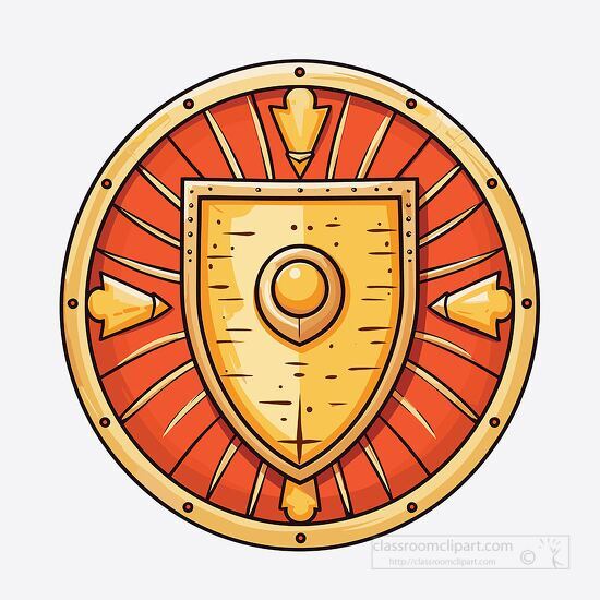 red gold ancient roman shield cartoon clipart