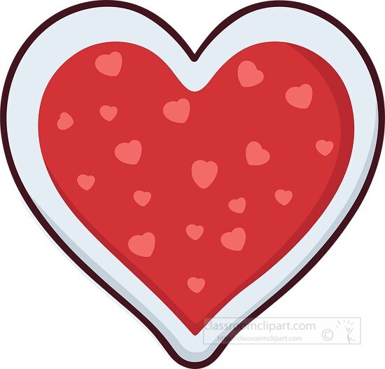 Valentines Day Clipart-red heart sticker with dotted accents on a white  background