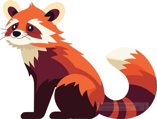 red panda sits side view clip art
