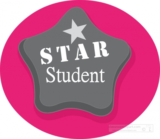 red star student sticker and badge educational gray color clip a