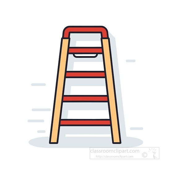 red step ladder icon style clipart