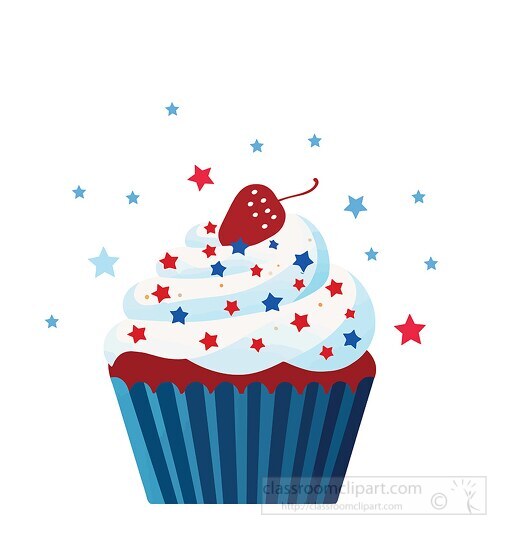 red white blue 4th of july cupcake