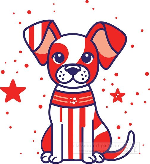 red white blue dog in patriotic colors