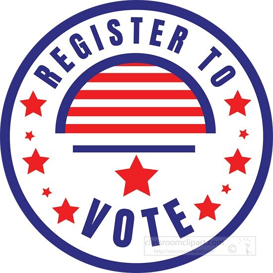 register to vote round button style clipart