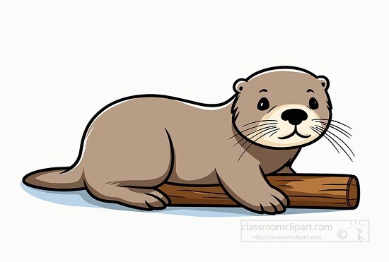 relaxed otter lying on a log