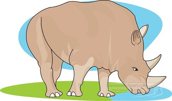 rhinoceros at waters edge in africa clipart