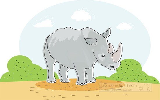 rhinoceros wild animal standing near greenery clipart