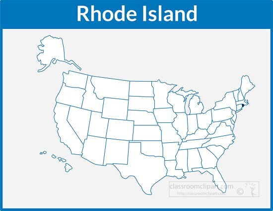 rhode island map square color outline clipart