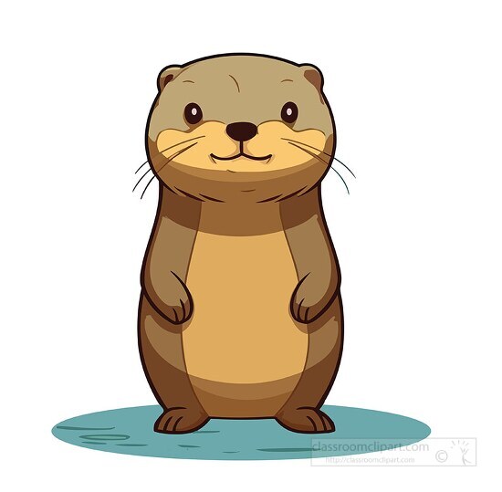 river otter cartoon style front view clip art