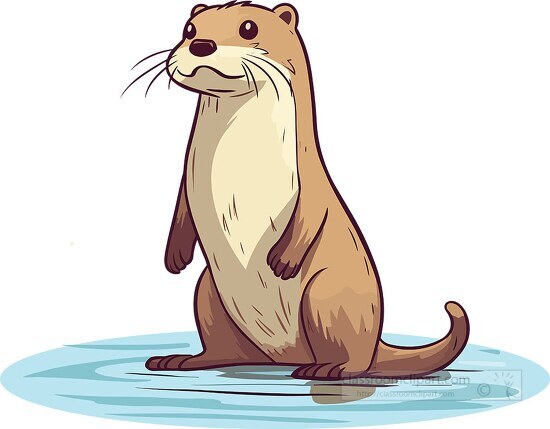 river otter standing in water clip art