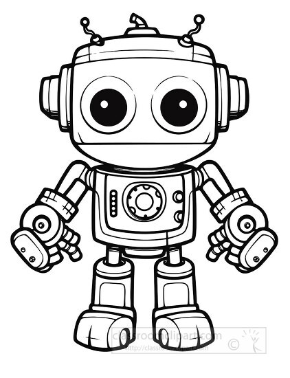 robot with a lot of mechanical parts black outline printable