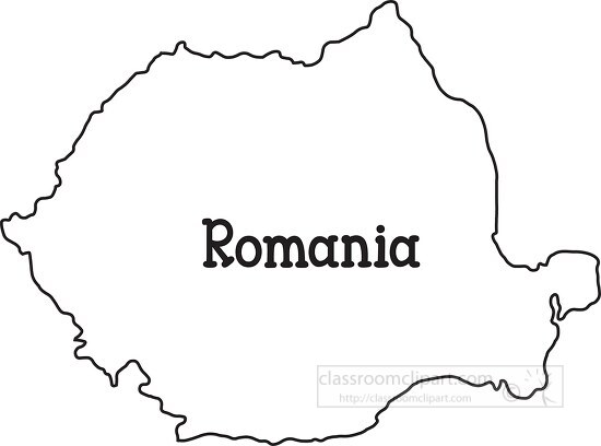 romania black outline map