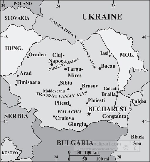 Romania country map gray color