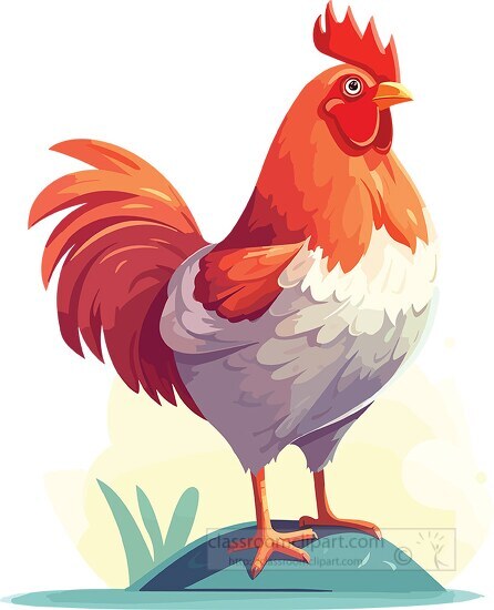 Chicken Clipart-rooster chicken standing on a mound