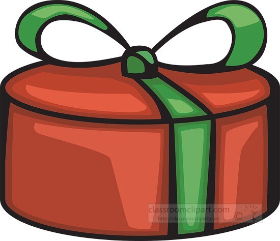 round holiday gift with red bow clipart
