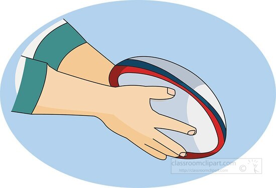 rugby player holds the ball in both hands clipart copy