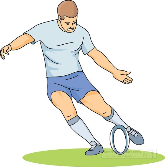 rugby player runs and kicks ball clipart