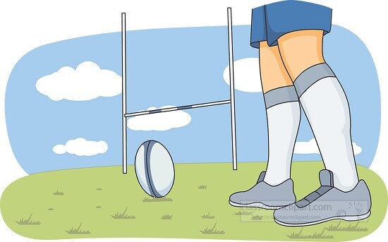 rugby prepares to kick the ball between goalpost clipart