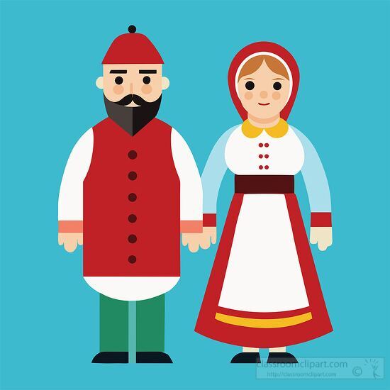 Russian man and woman in traditional costumes