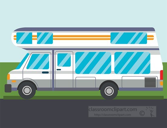 rv camper with sleeping unit on top clipart