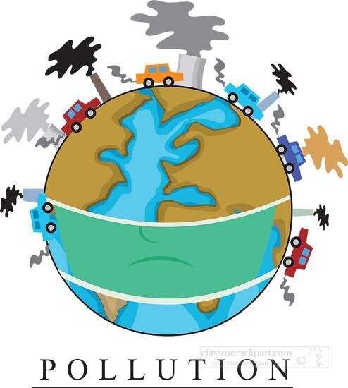 sad earth character wearing mask cars pollution earth day clipar