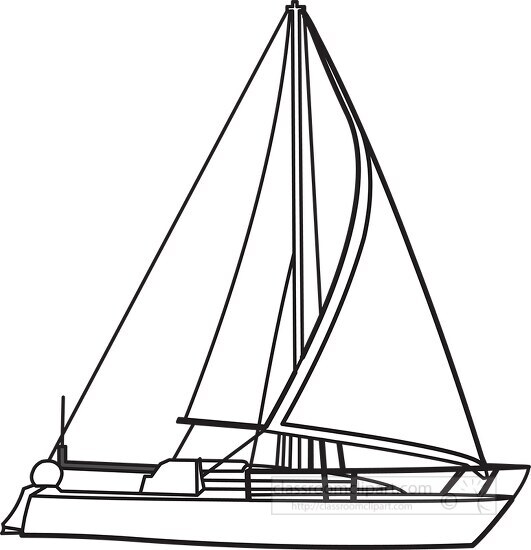 sailboat black outline clipart 21