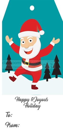 santa happy joyous holiday gift tag