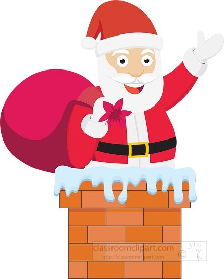 santa on chimney christmas clipart