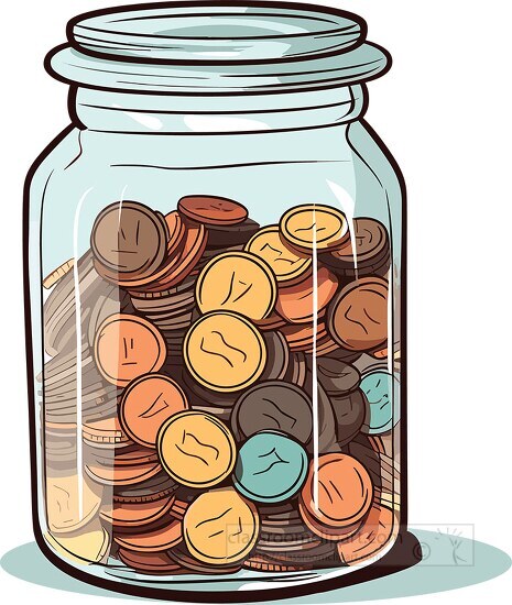saving coins in a glass jar
