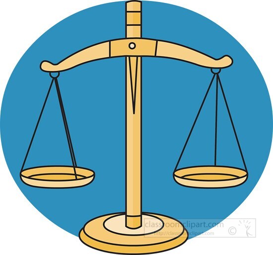 scale of justice on a blue background clip art