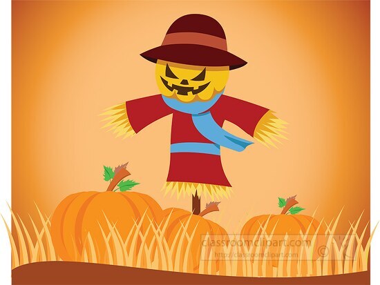 scarecrow in fields fallen leaves in background fall clipart 3