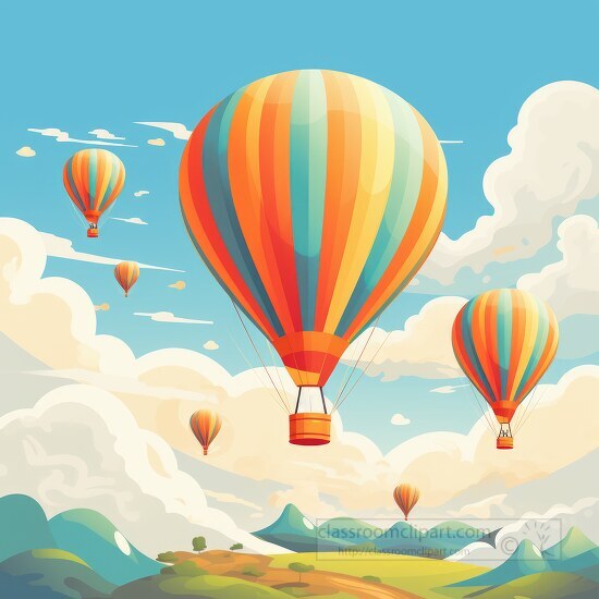 scenic sky filled with multi colored hot air balloons above snow