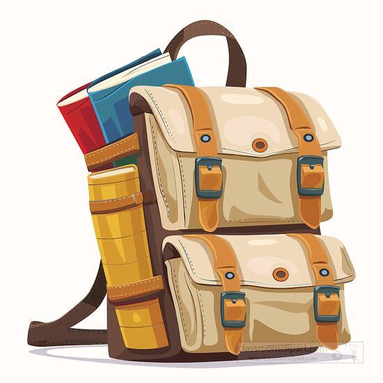 school backpack filled with books for back to school