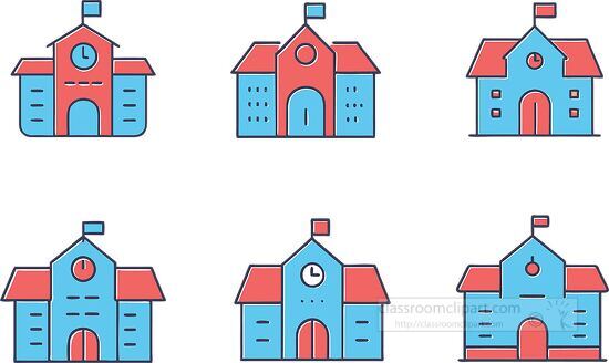 school buildings isolated on a transparent background educationa