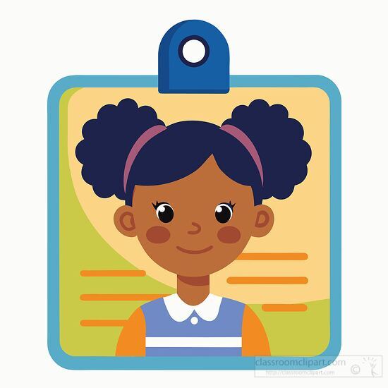 school id card with a portrait of a happy african american girl
