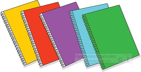 school supplies spiral multi colored binders clipart 2