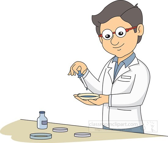 scientist performing testing of lab specimen clipart