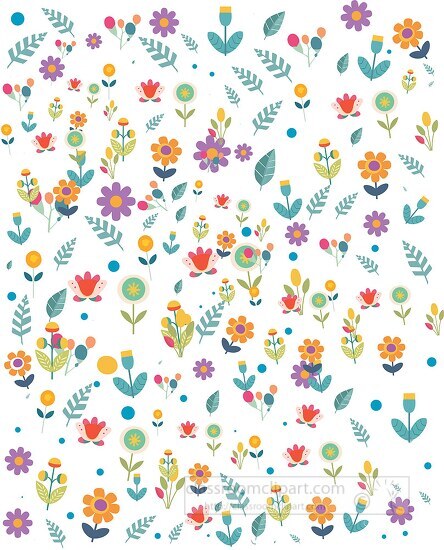 seamless pattern with bright colorful flowers on a white backgro