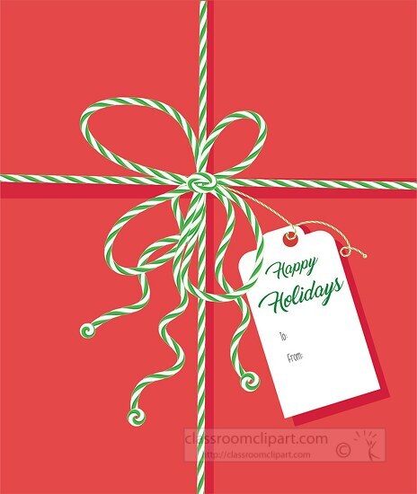 seasons greetings gift wrapped red with gift card clipart