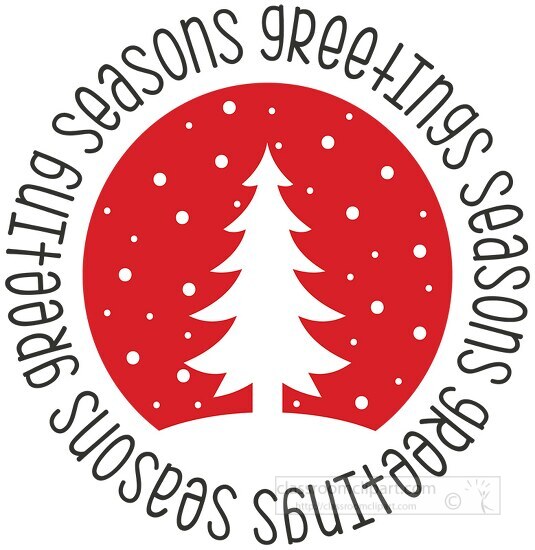 seasons greetings text white christmas tree red background