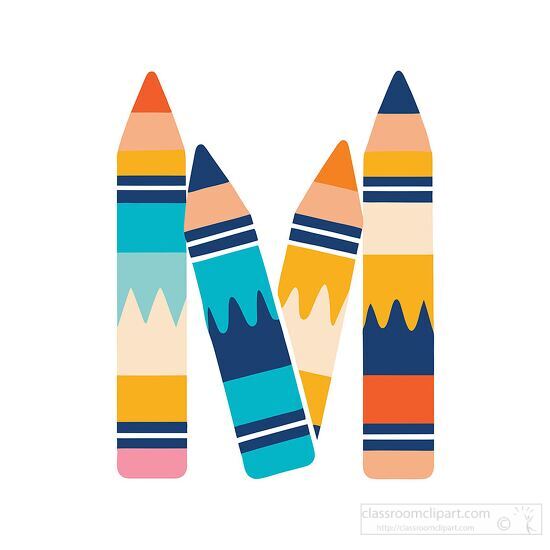 set of school crayons standing in hand drawn style