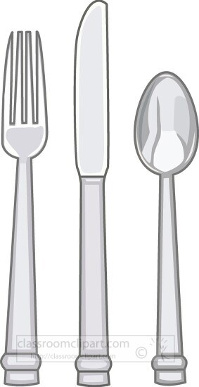 set of silverware with a knife spoon and fork clip art