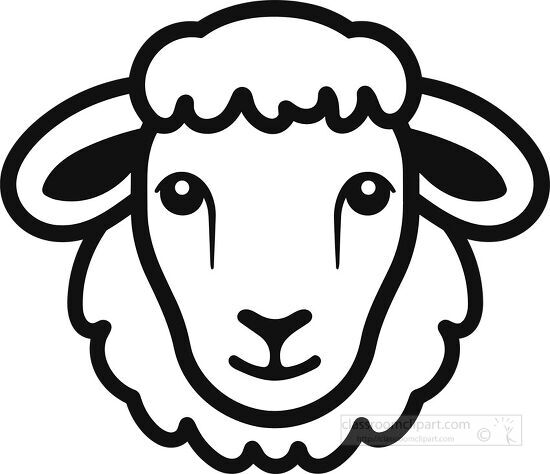 sheep face black outline illustration