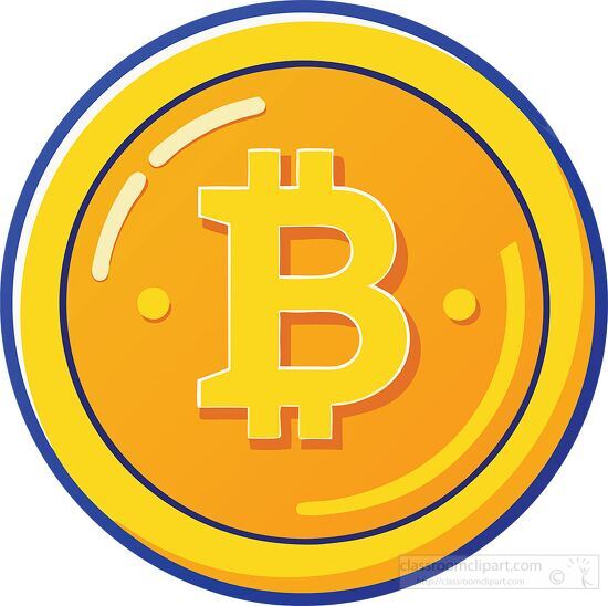 shiny golden Bitcoin coin transparent background