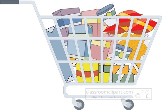 shopping cart full of groceries clip art