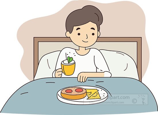 sick Person having breakfast in bed