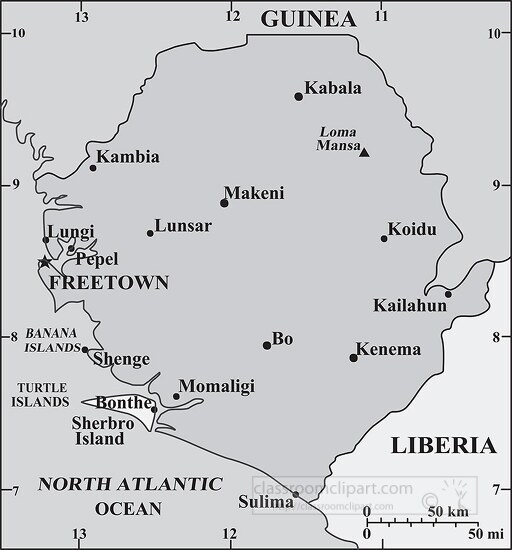 Sierra Leone country map gray color